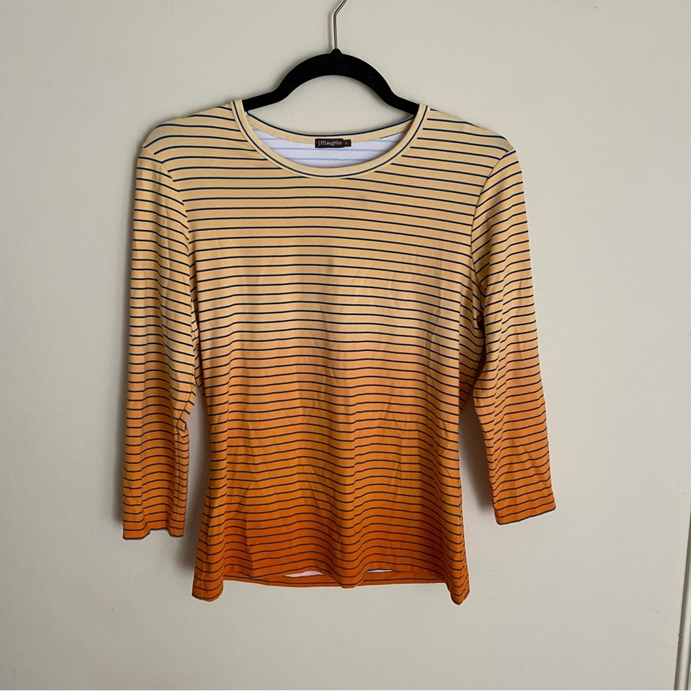 J McLaughlin Jersey top  shirt striped orange size small